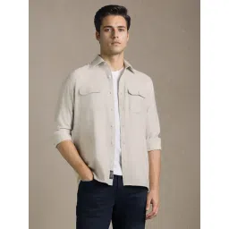 Louis Philippe Beige Cotton Regular Fit Shirt-picture-11