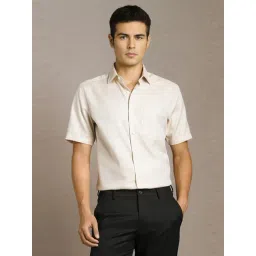 Louis Philippe Beige Cotton Regular Fit Texture Shirt-picture-22