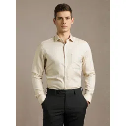 Louis Philippe Beige Cotton Regular Fit Texture Shirt-picture-47