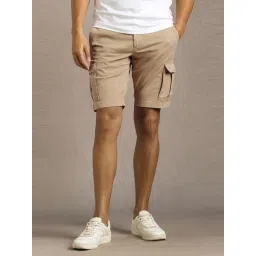 Louis Philippe Beige Cotton Slim Fit Cargo Shorts-picture-41