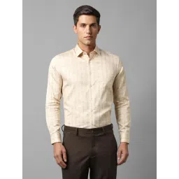 Louis Philippe Beige Cotton Slim Fit Striped Shirt-picture-35