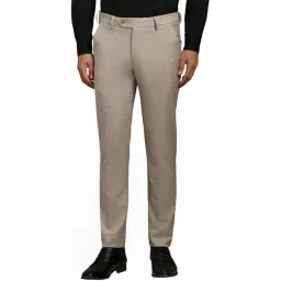 Louis Philippe Beige Slim Fit Printed Trousers-picture-37