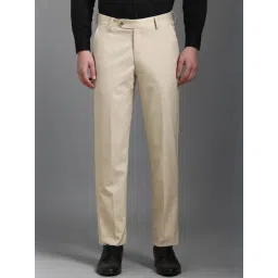 Louis Philippe Beige Slim Fit Self Pattern Trousers-picture-30
