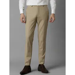 Louis Philippe Beige Slim Fit Texture Trousers-picture-26