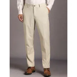 Louis Philippe Beige Slim Fit Texture Trousers-picture-32