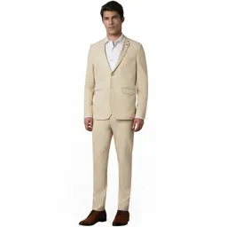 Louis Philippe Beige Slim Fit Two Piece Suit-picture-29