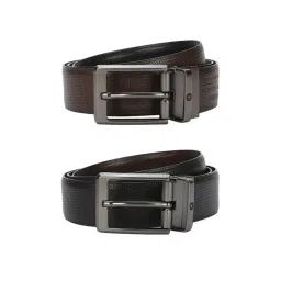 Louis Philippe Black & Brown Leather Reversible Belt for Men-picture-40
