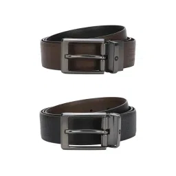 Louis Philippe Black & Brown Leather Reversible Belt for Men-picture-44