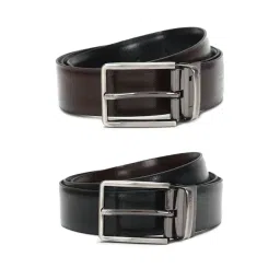 Louis Philippe Black & Brown Leather Reversible Belt for Men-picture-18