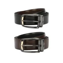 Louis Philippe Black & Brown Leather Reversible Belt for Men-picture-26