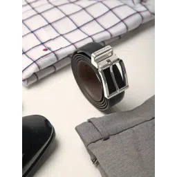 Louis Philippe Black & Brown Leather Reversible Belt for Men-image-38