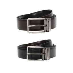 Louis Philippe Black & Brown Solid Reversible Belt For Men-picture-30