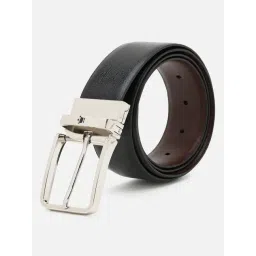 Louis Philippe Black & Brown Textured Leather Reversible Formal Belt-picture-27