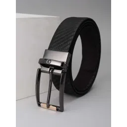 Louis Philippe Black & Brown Woven Leather Reversible Formal Belt-picture-25