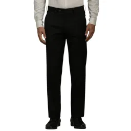 Louis Philippe Black Blended Regular fit Solid Trousers-picture-22