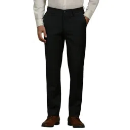 Louis Philippe Black Blended Slim fit Solid Trousers-picture-28