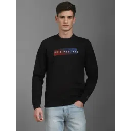 Louis Philippe Black Cotton Regular Fit Logo Printed Sweatshirt-picture-38