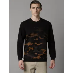Louis Philippe Black Cotton Regular Fit Printed Sweatshirt image 1