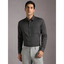 Louis Philippe Black Cotton Slim Fit Printed Shirt-picture-36