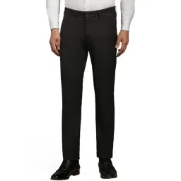 Louis Philippe Black Cotton Slim Fit Printed Trousers-picture-30