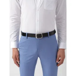 Louis Philippe Black Leather Solid Reversible Belt-picture-27