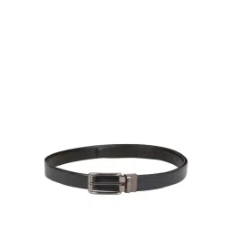 Louis Philippe Black Leather Solid Reversible Belt for Men-picture-38