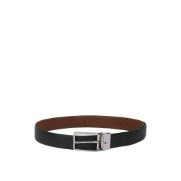 Louis Philippe Black Leather Solid Reversible Belt for Men-picture-39