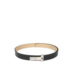 Louis Philippe Black Leather Solid Waist Belt-picture-10