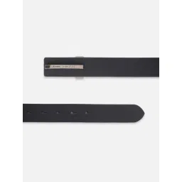 Louis Philippe Black Leather Solid Waist Belt image 4