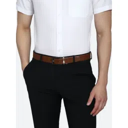 Louis Philippe Black Leather Textured Reversible Belt-picture-22