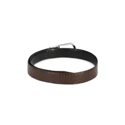 Louis Philippe Black Leather Textured Reversible Belt for Men-picture-10