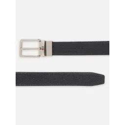 Louis Philippe Black Leather Textured Reversible Belt for Men image 4