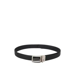 Louis Philippe Black Leather Textured Reversible Belt for Men image 2
