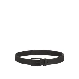 Louis Philippe Black Leather Textured Waist Belt for Men-picture-44