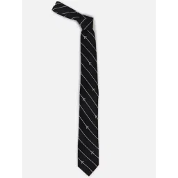 Louis Philippe Black Silk Striped Tie-picture-17