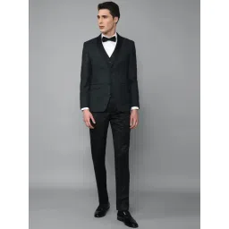 Louis Philippe Black Slim Fit Printed Three Piece Suits-picture-40