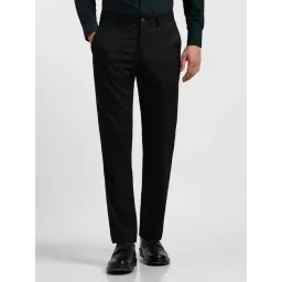 Louis Philippe Black Slim Fit Solid Trousers-picture-21
