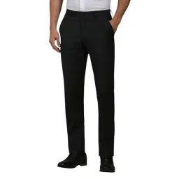 Louis Philippe Black Slim Fit Solid Trousers-picture-27