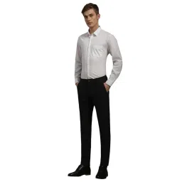 Louis Philippe Black Slim Fit Solid Trousers image 4