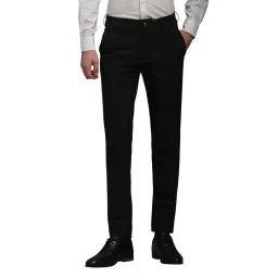 Louis Philippe Black Slim Fit Solid Trousers image 1