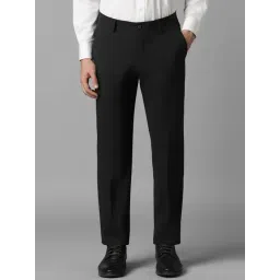 Louis Philippe Black Slim Fit Striped Trousers-picture-25