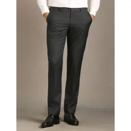 Louis Philippe Black Slim Fit Texture Trousers-picture-14