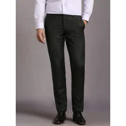 Louis Philippe Black Slim Fit Texture Trousers-picture-24