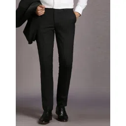 Louis Philippe Black Slim Fit Texture Trousers-picture-28