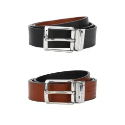 Louis Philippe Black Solid Reversible Belt for Men-picture-35