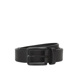 Louis Philippe Black Textured Waist Belt For Men-picture-31