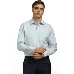 Louis Philippe Blue Cotton Regular Fit Checks Shirt-picture-35