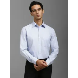 Louis Philippe Blue Cotton Regular fit Geometric Shirts-picture-36