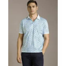 Louis Philippe Blue Cotton Regular Fit Printed Polo T-Shirt-picture-42