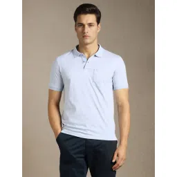 Louis Philippe Blue Cotton Regular Fit Printed Polo T-Shirt-picture-38